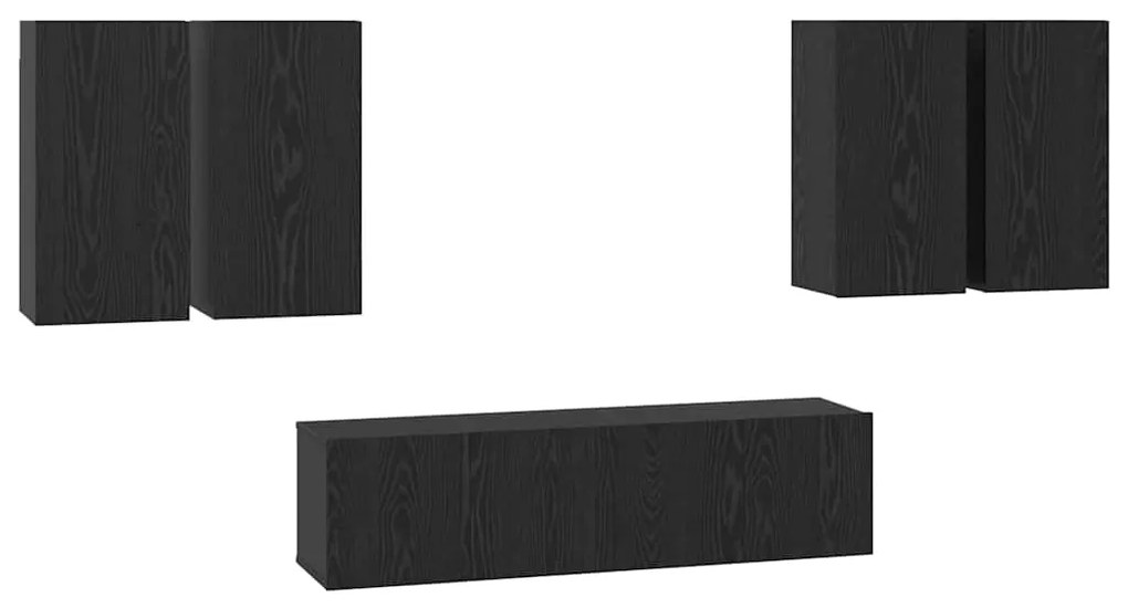 Conjunto de móvel de TV 6 pcs Carvalho Preto 60 x 30 x 30 cm