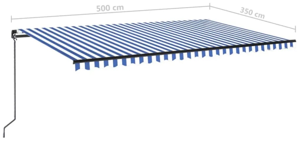 Toldo retrátil manual 500x350 cm azul e branco