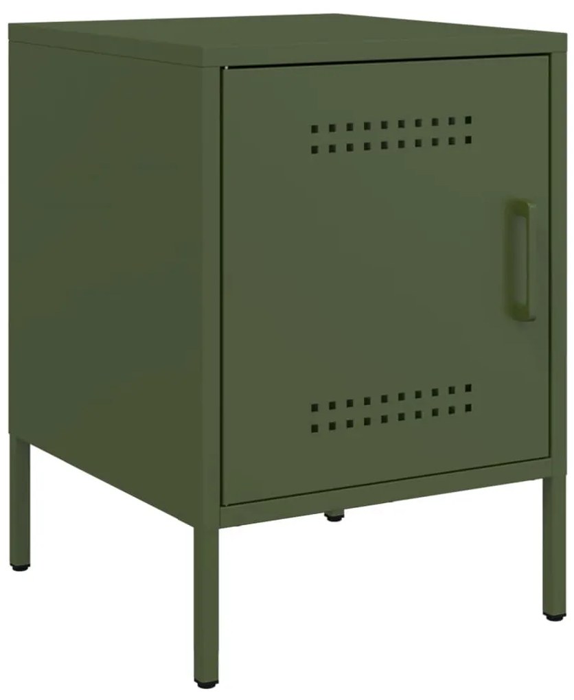 Mesas de cabeceira 2 pcs 36x39x50,5 cm aço verde azeitona