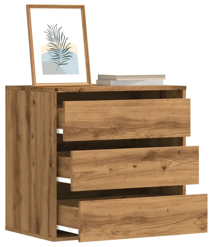 Cómoda com 3 Gavetas - 60x41x58 cm - derivados de madeira - carvalho a