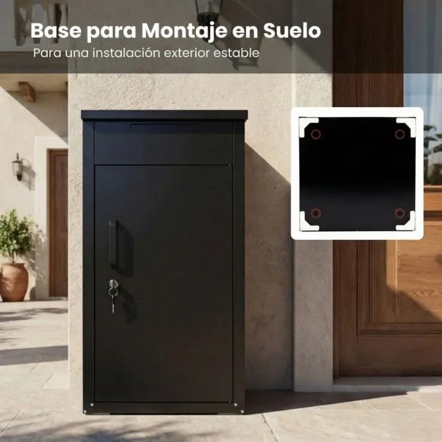 Caixa correio para encomendas exterior 45 x 44 x 86 cm em aço galvanizado com fechadura codificada, painel antirroubo e à prova de água, para alpendre