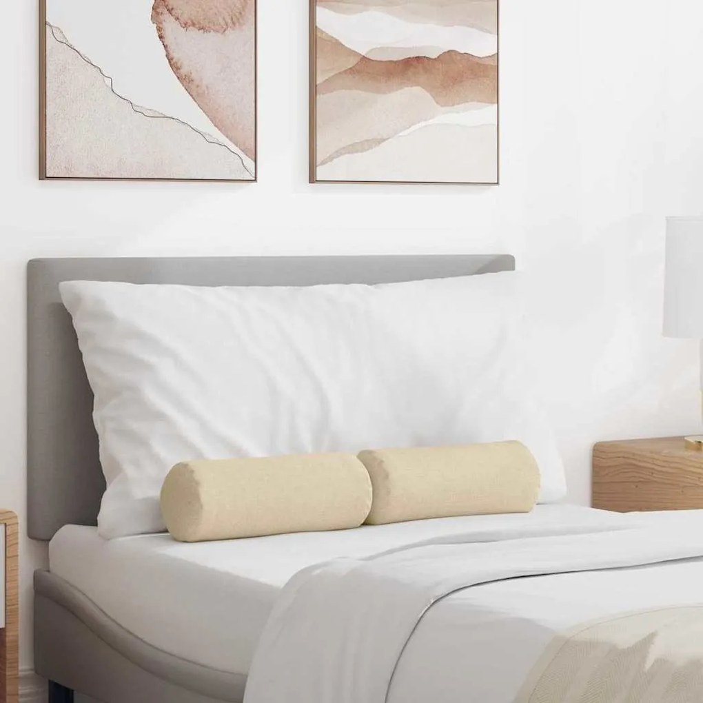 vidaXL Almofadas de Apoio 2 pcs Creme Ø 15 x 40 cm tecido