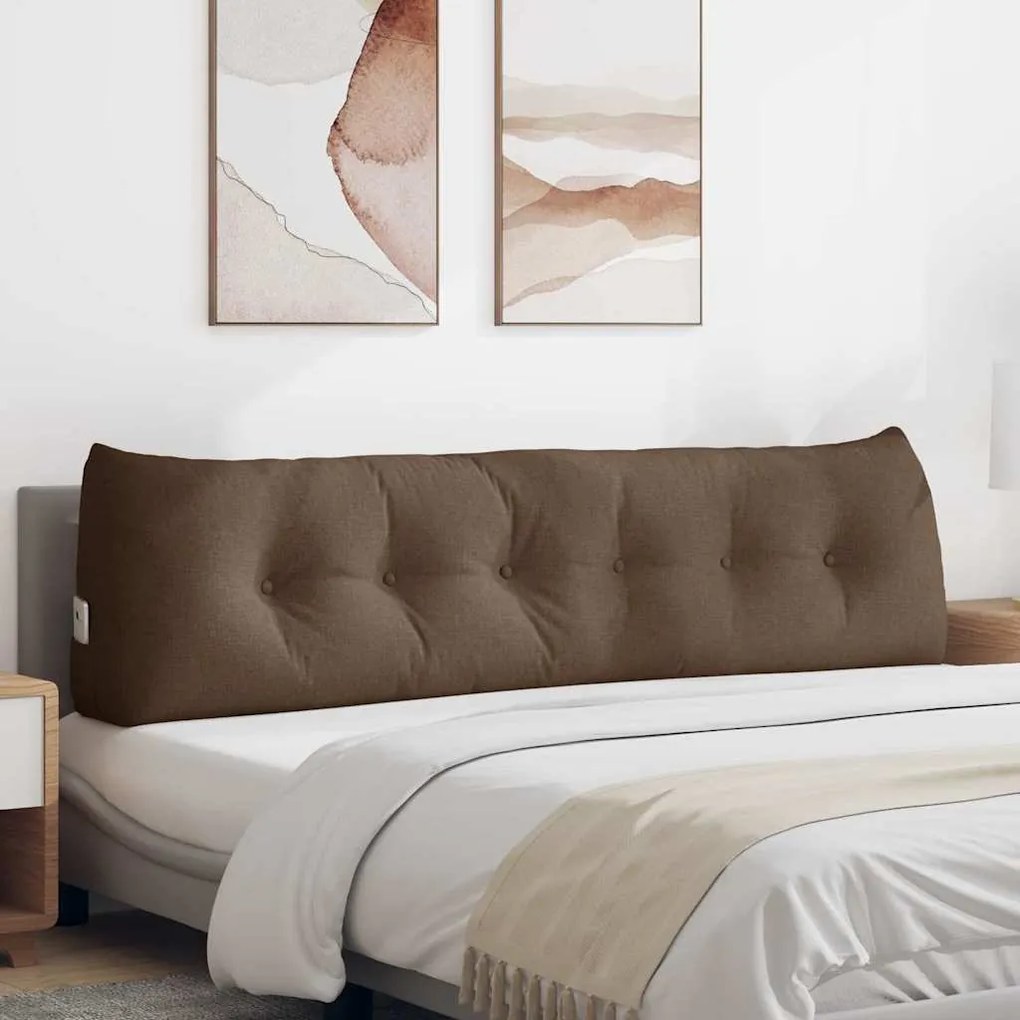 vidaXL Travesseiro para Costas Castanho 180 x 24 x 50 cm tecido