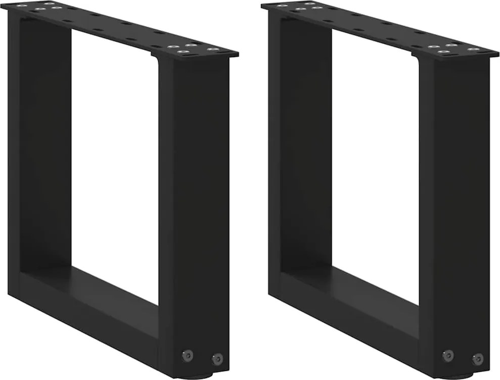 vidaXL Pés para mesa de centro em formato de U, 2 peças, preto, 30x(30-31) cm, aço