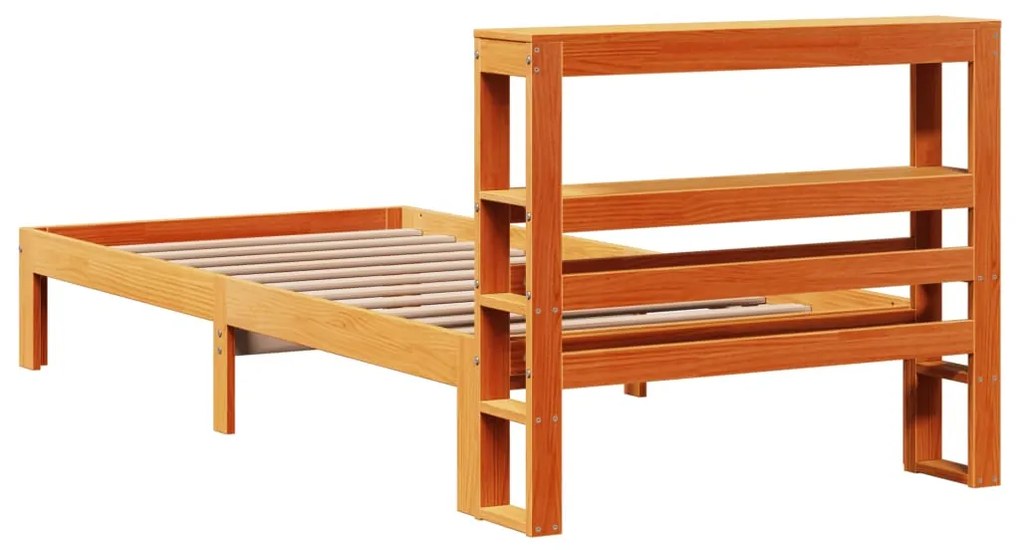 Cama sem colchão 100x200 cm pinho maciço castanho-mel