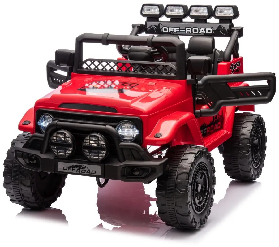 Jipe elétrico para Crianças 12V 4x4 Off-Road CLIMBER Rodas de espuma EVA, Assento Couro ecológico Vermelho