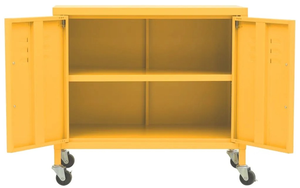 Armário de arrumação aço 60x35x56 cm amarelo mostarda