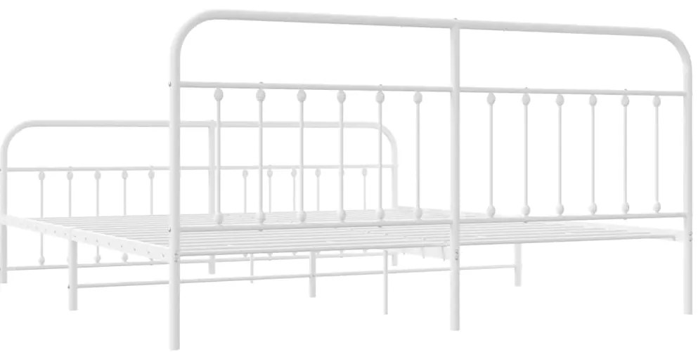 Estrutura de cama com cabeceira e pés 193x203 cm metal branco