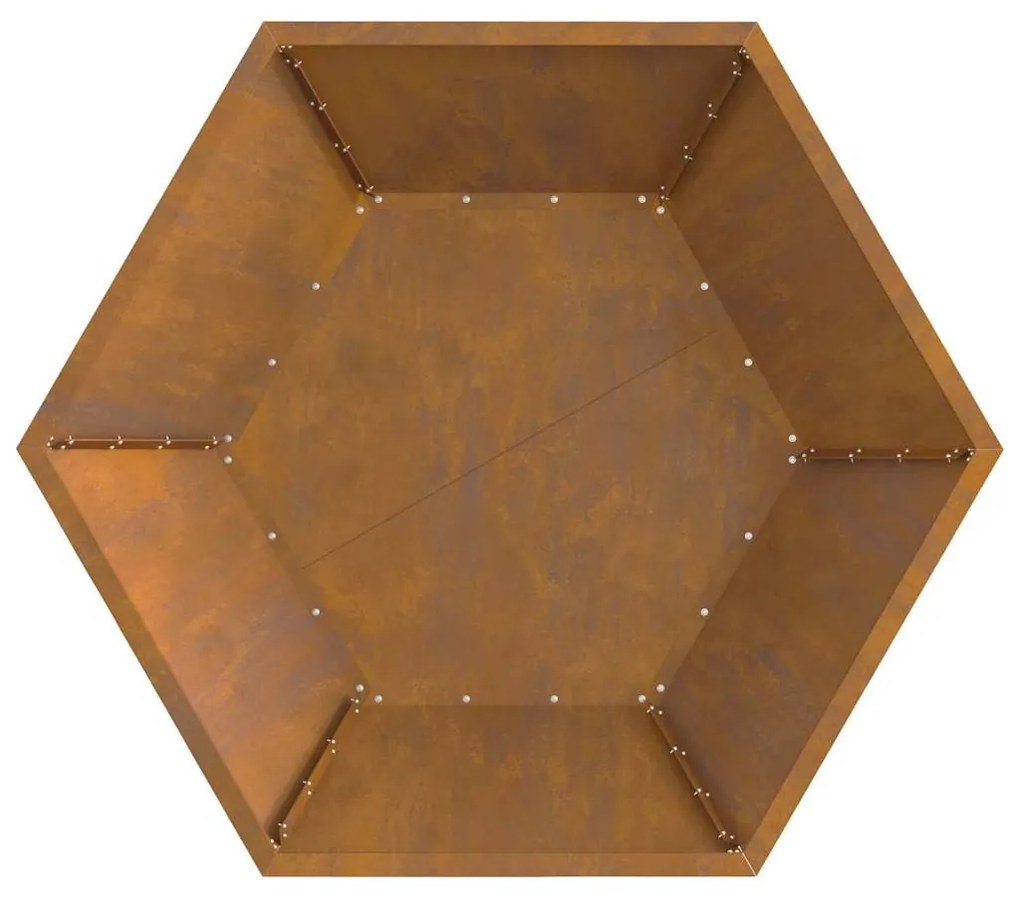 Fogueira Hexagonal vidaXL 100x100x28 cm Aço Envelhecido