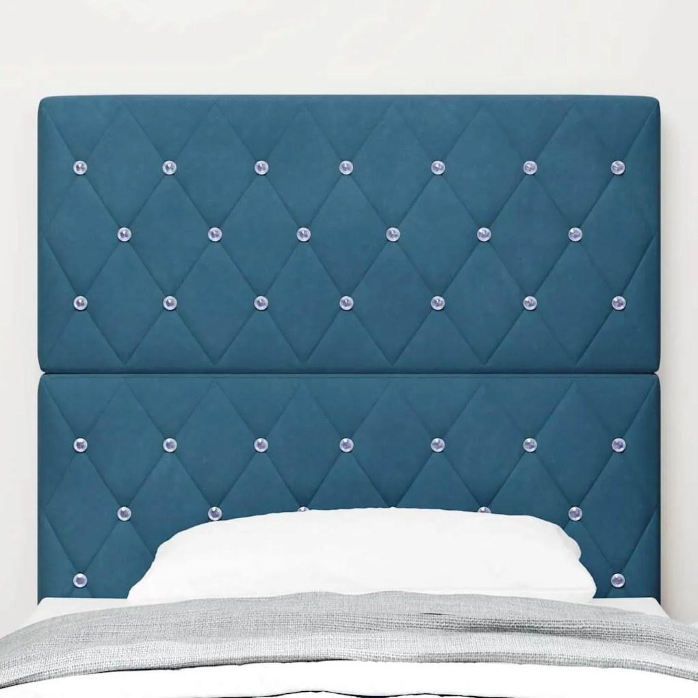 Cabeceira com botões de cristal turquesa e azul escuro, 90 cm de velud