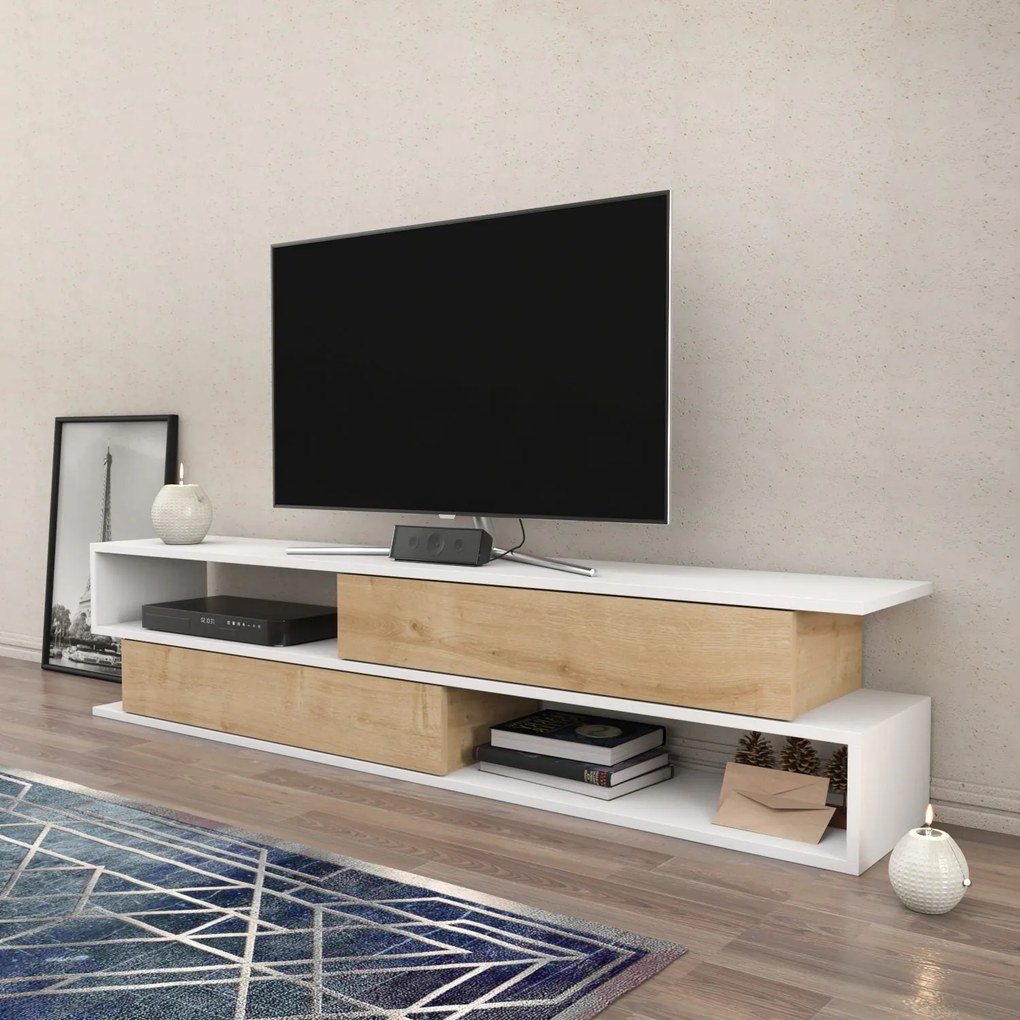 Suporte para TV Cortez – Branco Carvalho – 160 cm x 35,3 cm x 38,6 cm