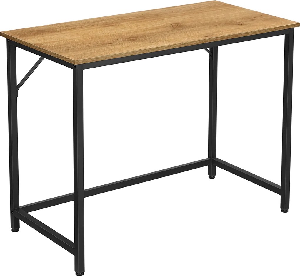 Secretária com estrutura metálica 100 x 50 x 75 cm castanho-mel e preto