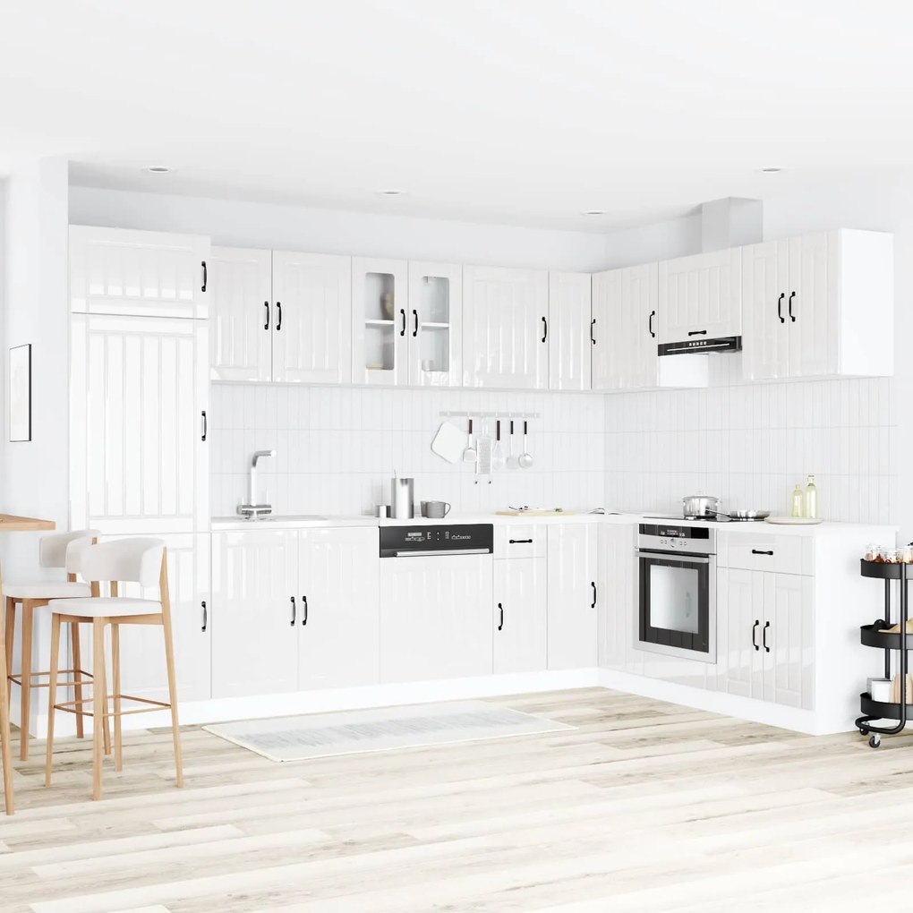 vidaXL Armário de Cozinha Lucca Branco Brilhante 80 x 46 x 81,5 cm