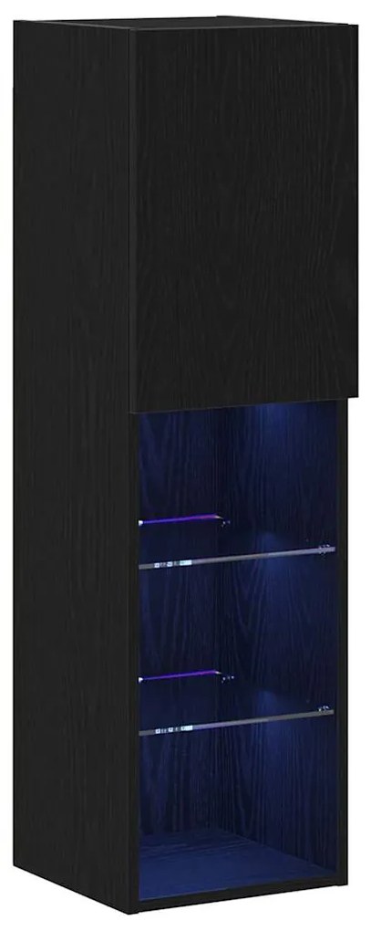 Armário para TV LED vidaXL Preto Carvalho 30,5x30x102 cm Madeira de en