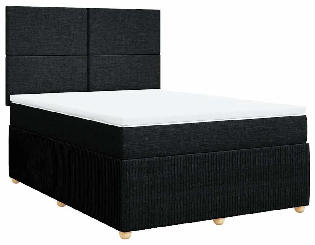 Cama com molas/colchão 140x200 cm tecido preto