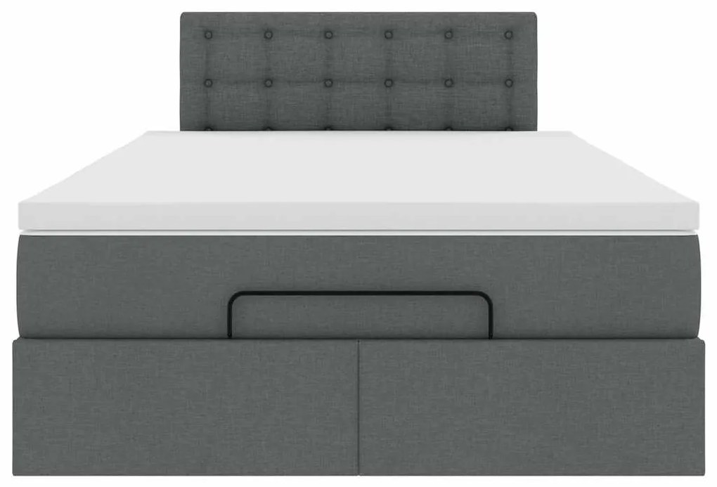 Cama otomana com colchão&LEDs 120x200 cm tecido cinzento escuro