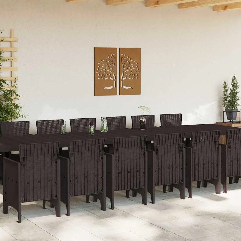Conjunto de Jantar para o Jardim 15 pcs Castanho Grande