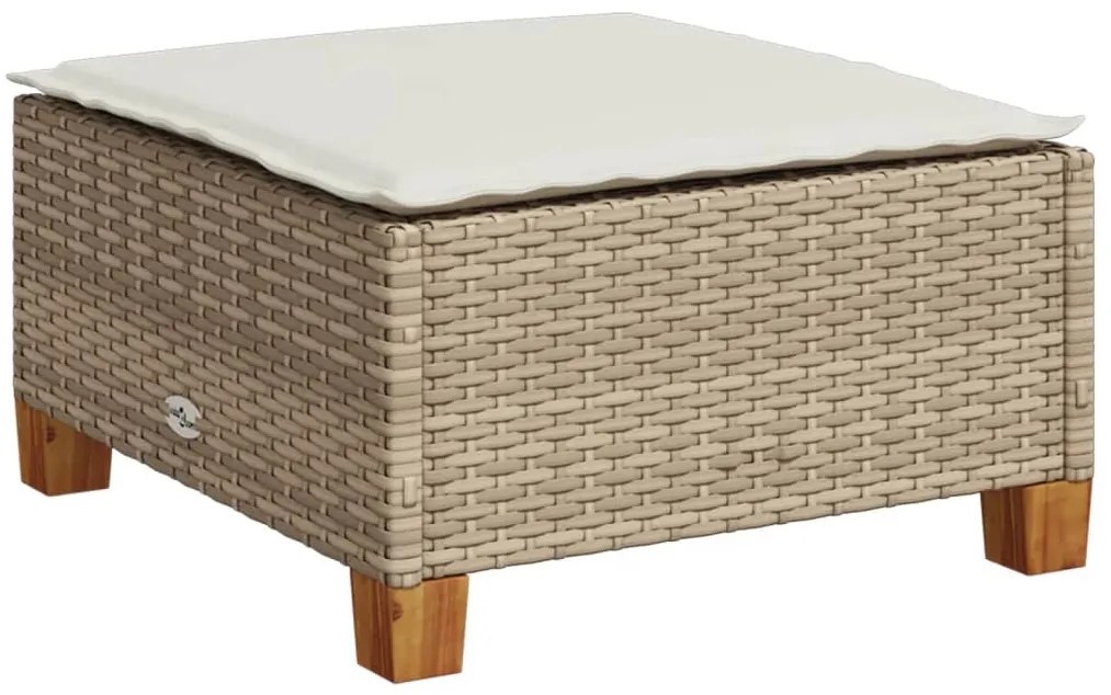 6 pcs conjunto de sofás p/ jardim com almofadões vime PE bege