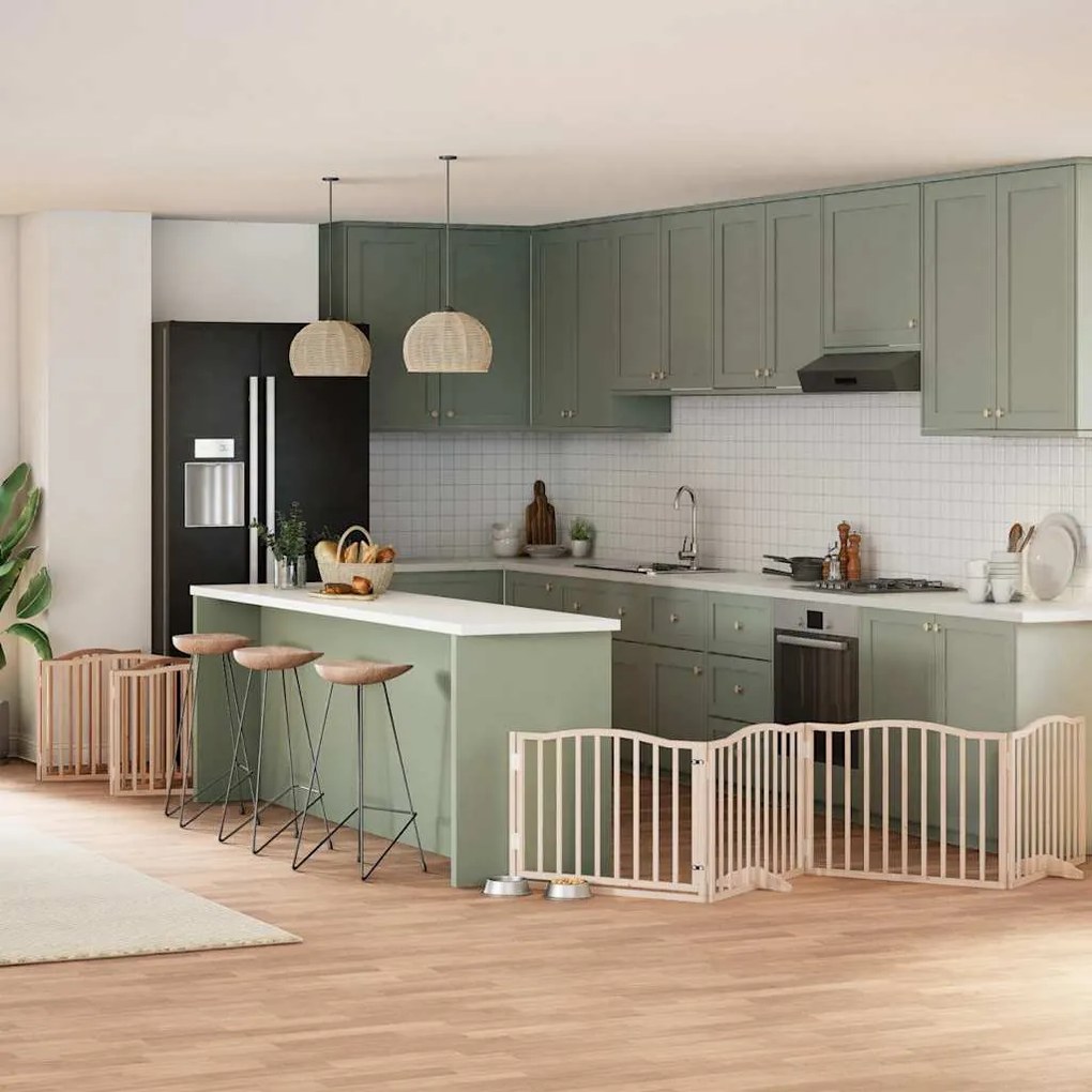 vidaXL Portão para cães com porta dobrável 10 painéis 800 cm álamo