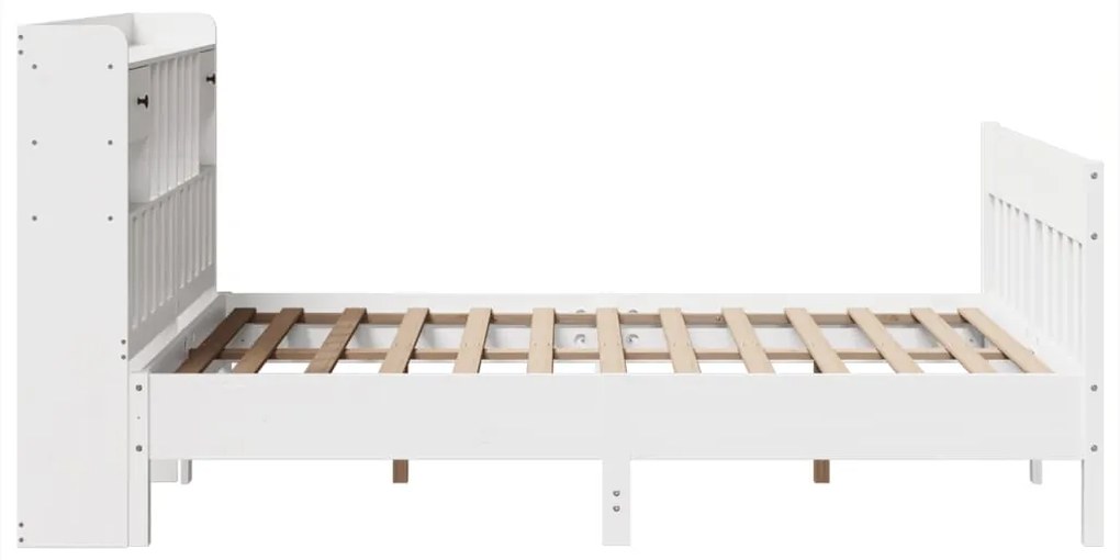 Cama sem colchão 140x190 cm madeira de pinho maciça branco