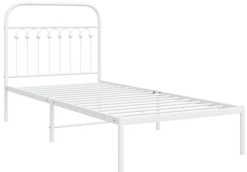 Estrutura de cama com cabeceira 90x200 cm metal branco