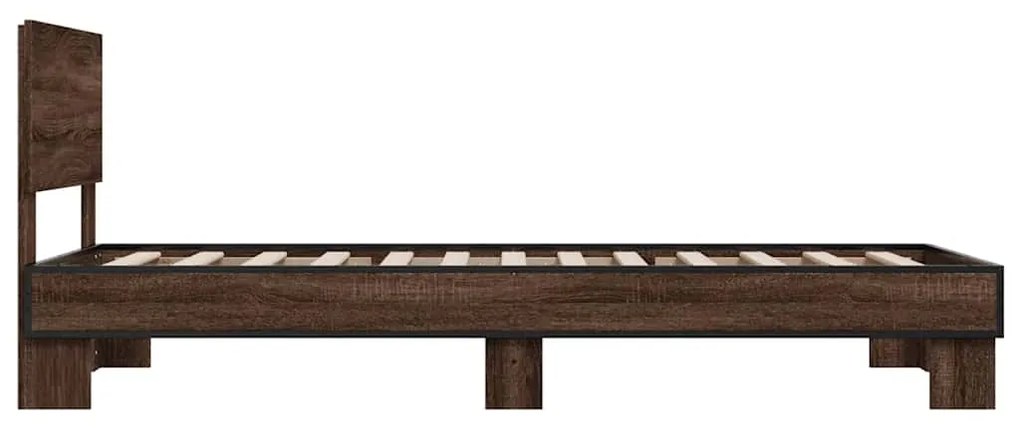 Estrutura de cama derivados de madeira/metal carvalho castanho