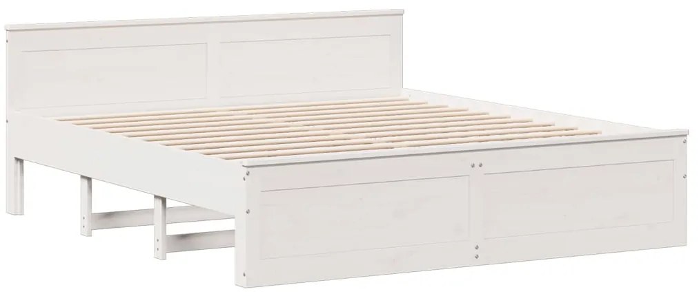 Cama com estante sem colchão 180x200 cm pinho maciço branco