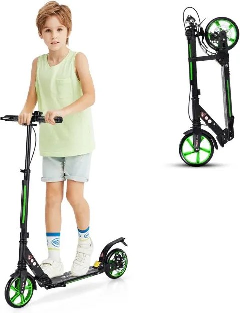 Trotinete dobrável com rodas e guiador ajustável para crianças + 8 anos  95 x 37 x 86,5-101 cm Verde