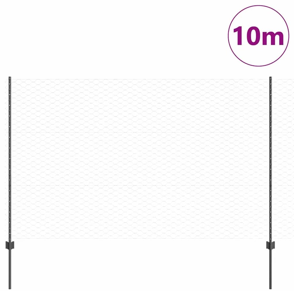 Postes de Cerca vidaXL 10 pcs Canal U Cinza 150 cm Aço