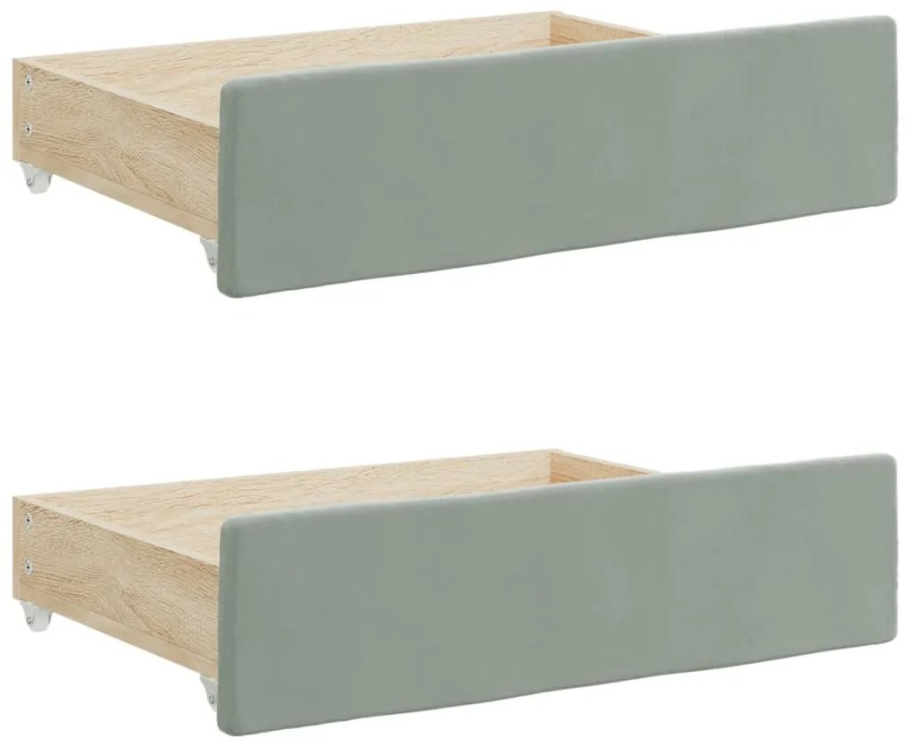 Sofá-cama c/ gavetão e gavetas 90x190 cm veludo cinzento-claro