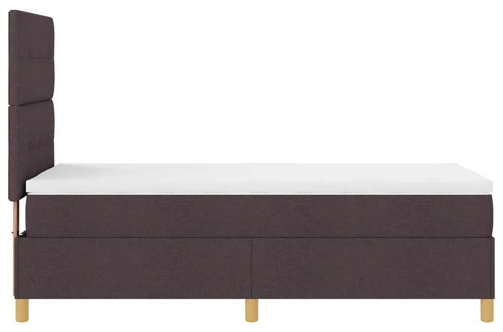 Cama Box Spring com Colchão Marrom Escuro 80x200 cm Tecido