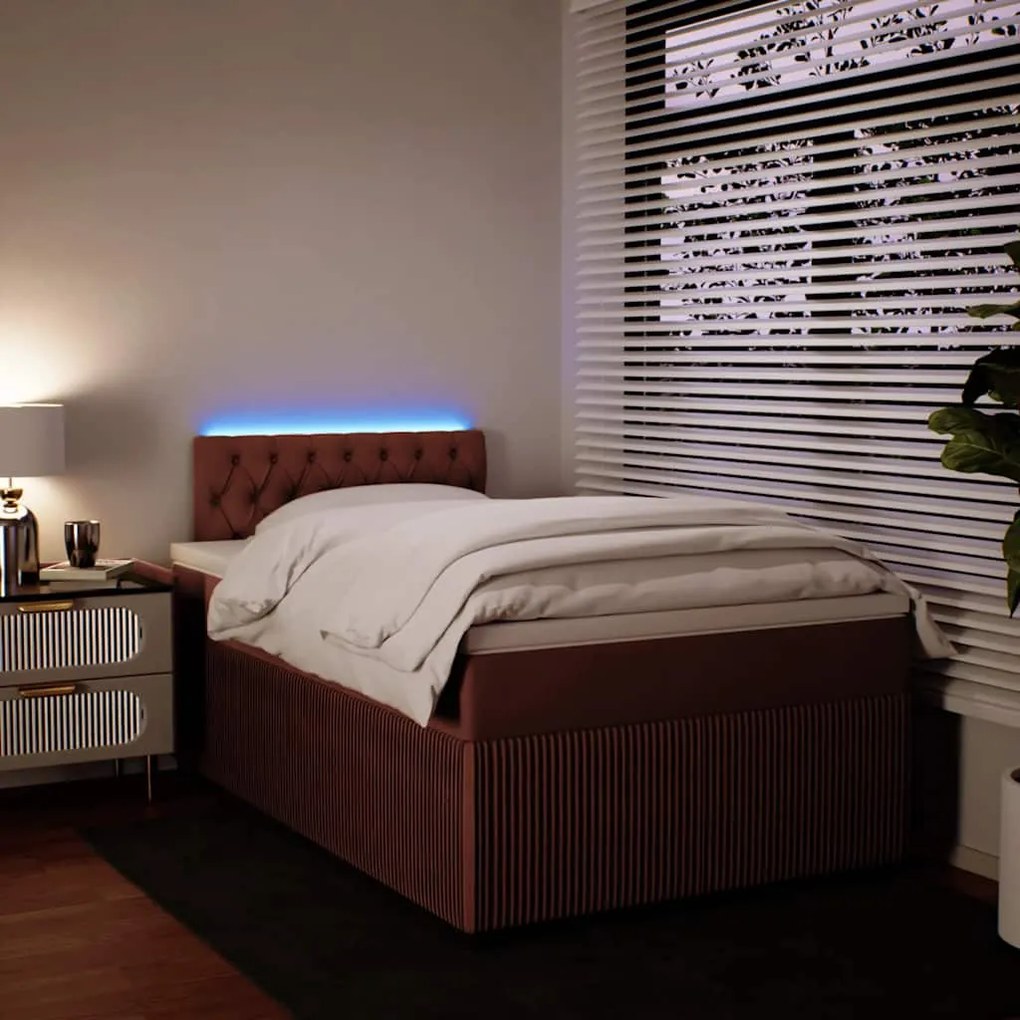 Cama boxspring com colchão 120x190 cm veludo rosa