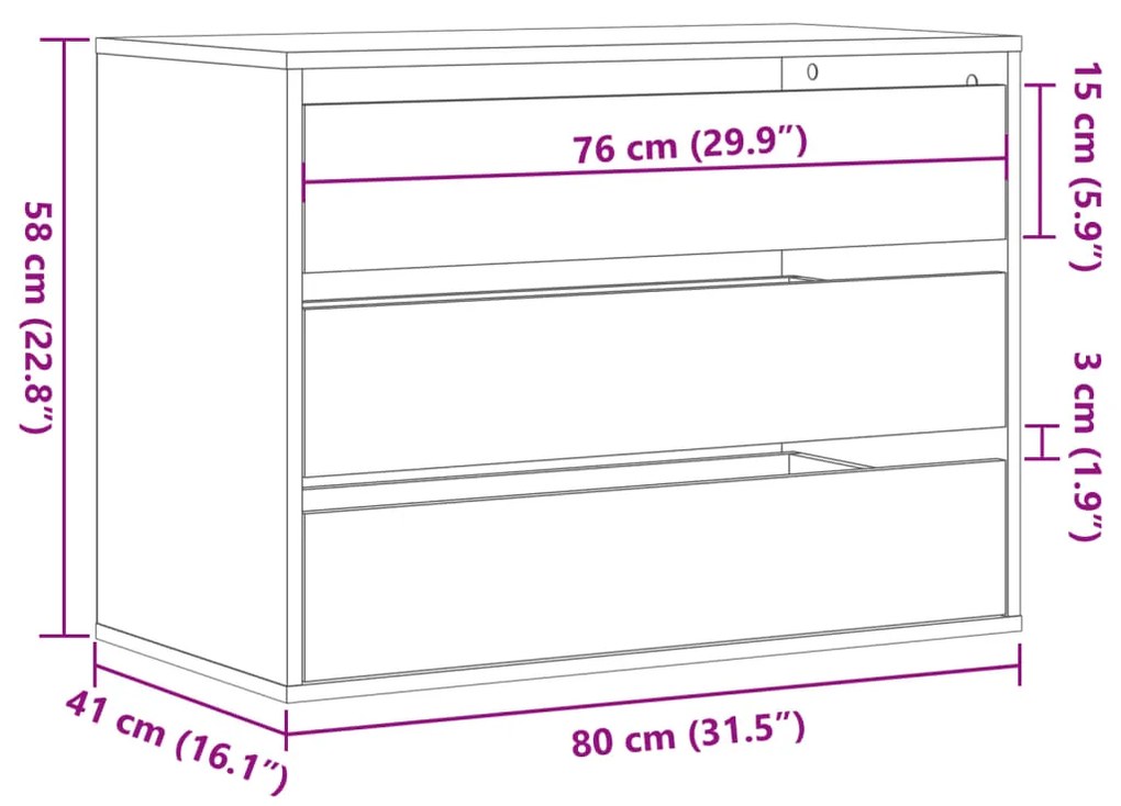 Cómoda 80x41x58 cm derivados de madeira branco