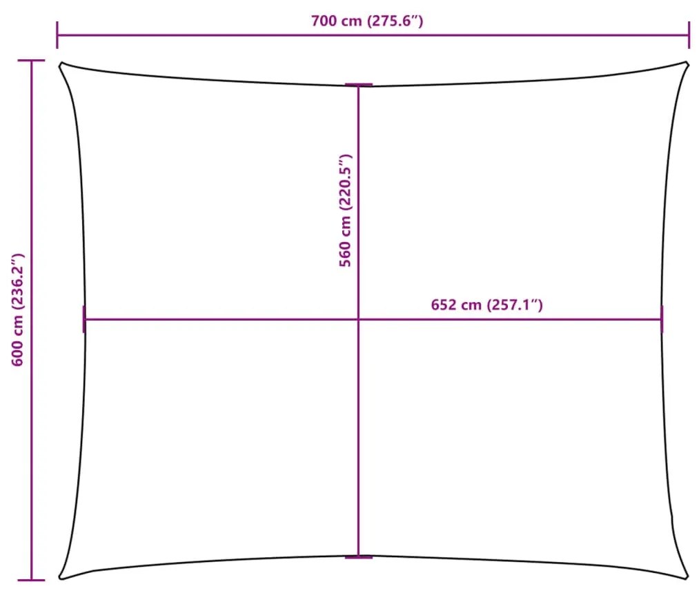 Para-sol estilo vela tecido oxford retangular 6x7 m antracite