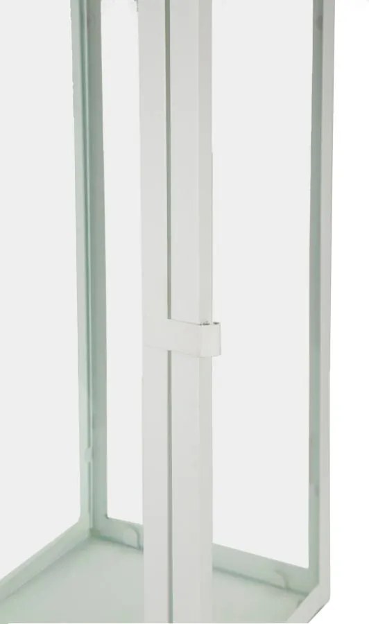 Conjunto de 3 Lanternas Brancas em Metal e Vidro – 66 cm, 49,5 cm e 39