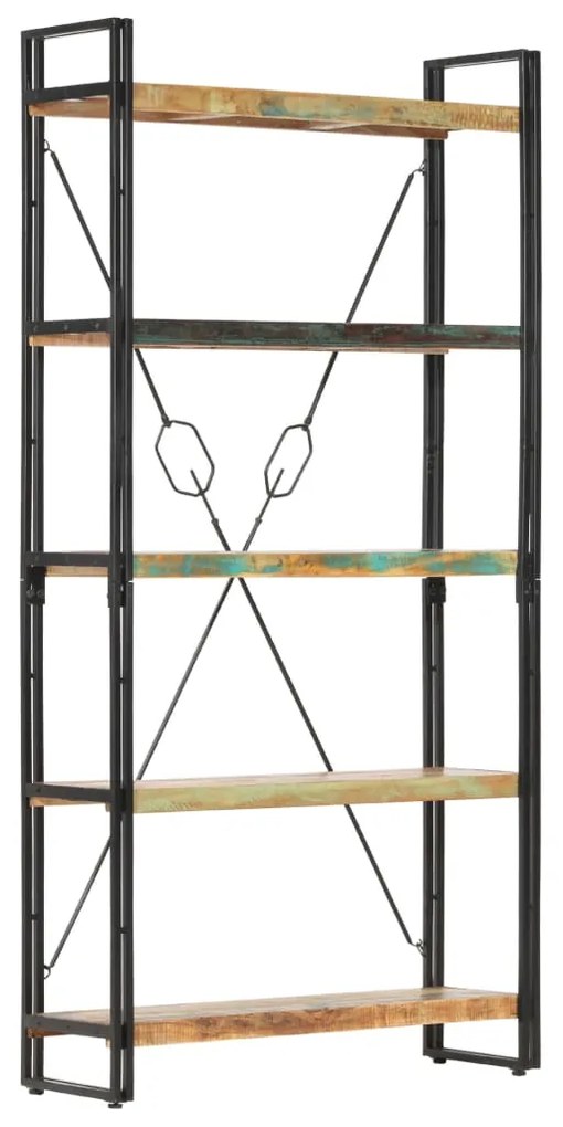 Estante com 5 prateleiras 90x30x180cm madeira recuperada maciça
