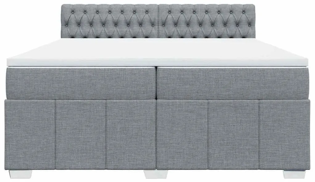 Cama com molas/colchão 200x200 cm tecido cinza-claro