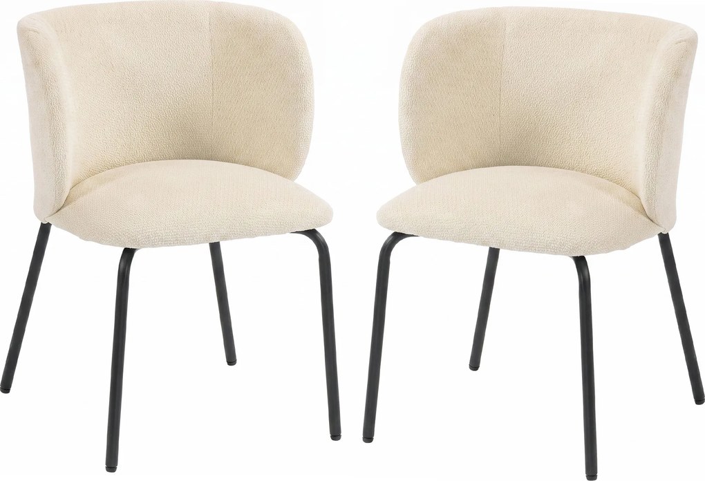 HOMCOM Conjunto de 2 Cadeiras de Sala de Jantar Estofadas em Chenille, Encosto Envolvente, Carga 120 kg, 57 x 58 x 77 cm, Bege | Aosom Portugal