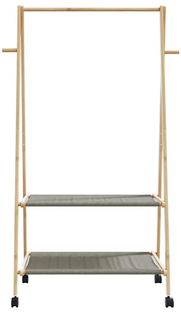 Cabide com prateleiras e rodas 96x45,5x155,5 cm bambu