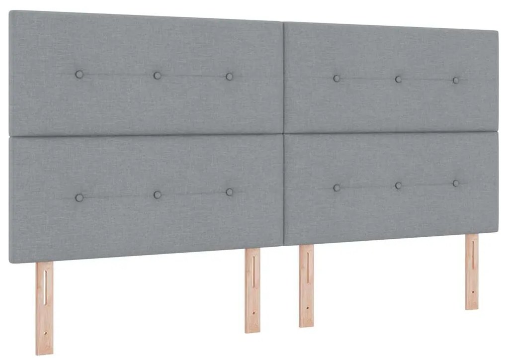 Cama Box com Colchão Cinza Claro 200x200 cm Tecido