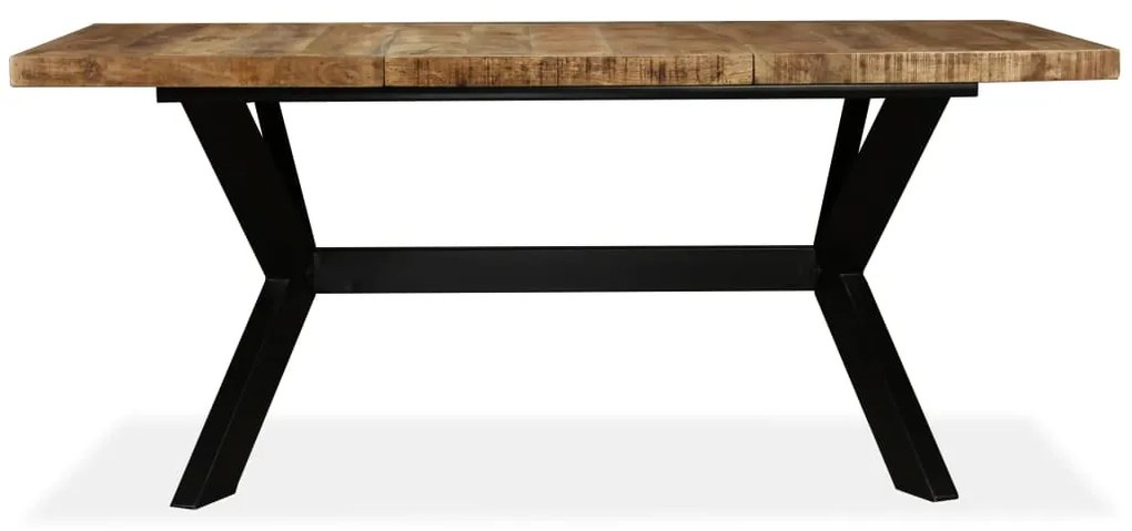 Mesa de jantar madeira de mangueira maciça + aço em cruz 180 cm