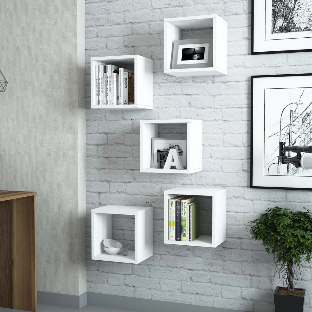 Prateleira de Parede Box – Branco – 30x24x30 cm (5 Peças)