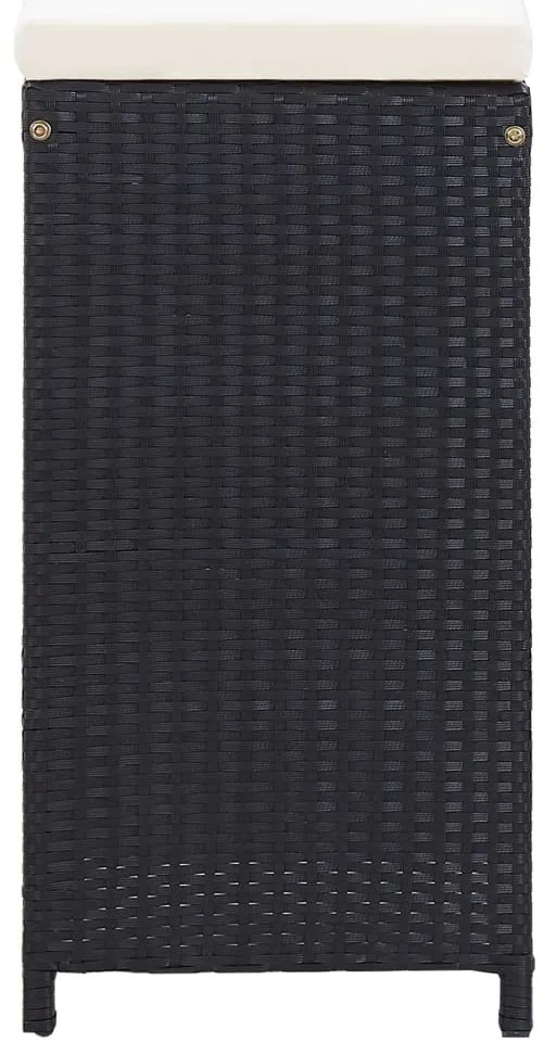 7 pcs conjunto bar para jardim c/ almofadões vime PE preto