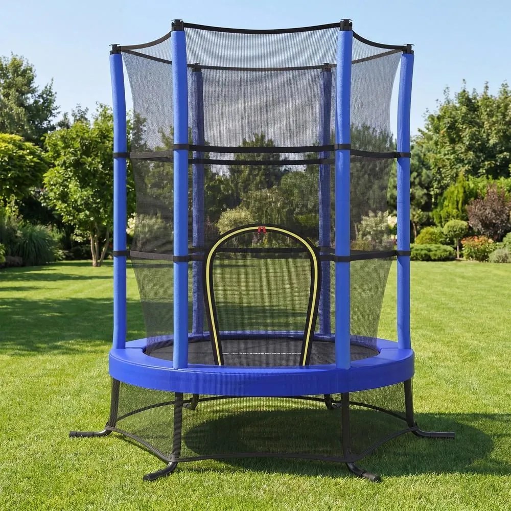 Trampolim infantil, trampolim de jardim de 174 cm com rede de segurança, Azul