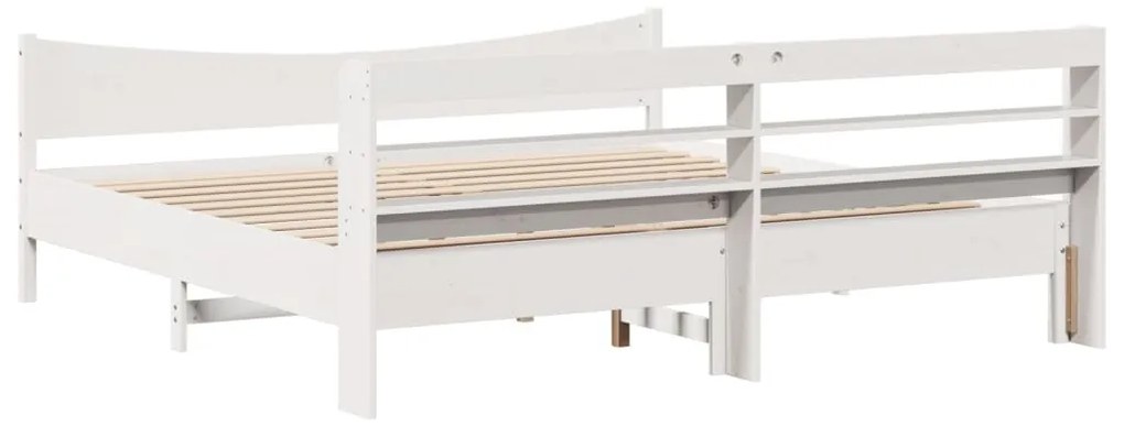 Estrutura de cama com cabeceira 180x200cm pinho maciço branco