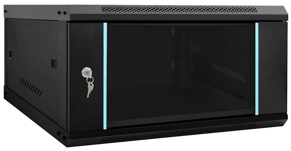 vidaXL Armário de Rede com armazenamento Preto 60 x 60 x 35 cm Aço