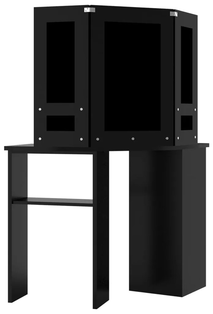Toucador de canto com LED 111x54x141,5 cm preto