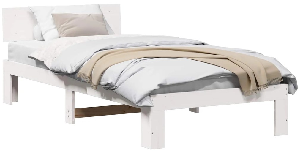 vidaXL Estrutura da Cama Branco 90 x 200 cm Madeira de Pinheiro Sólida