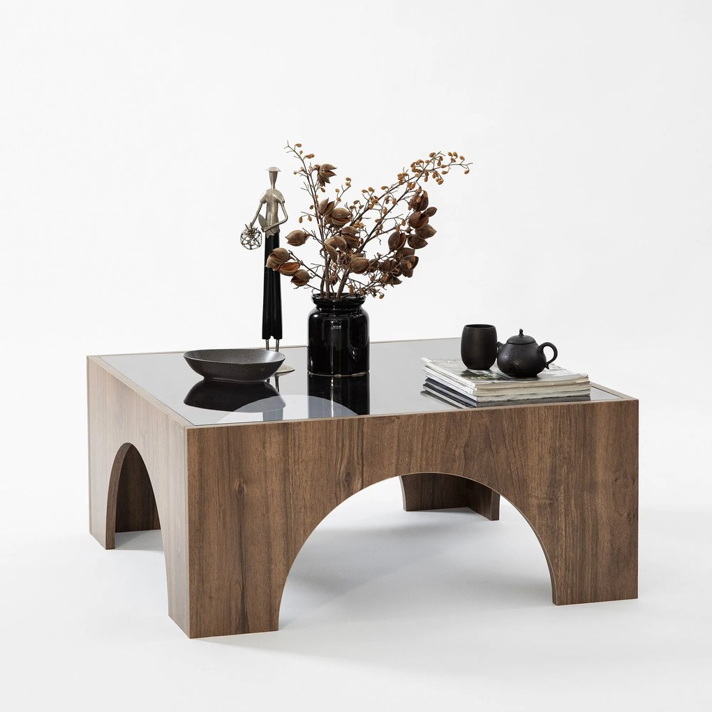 Mesa de Centro Seine – Nogueira e Cinzento Escuro – 80x35x80 cm