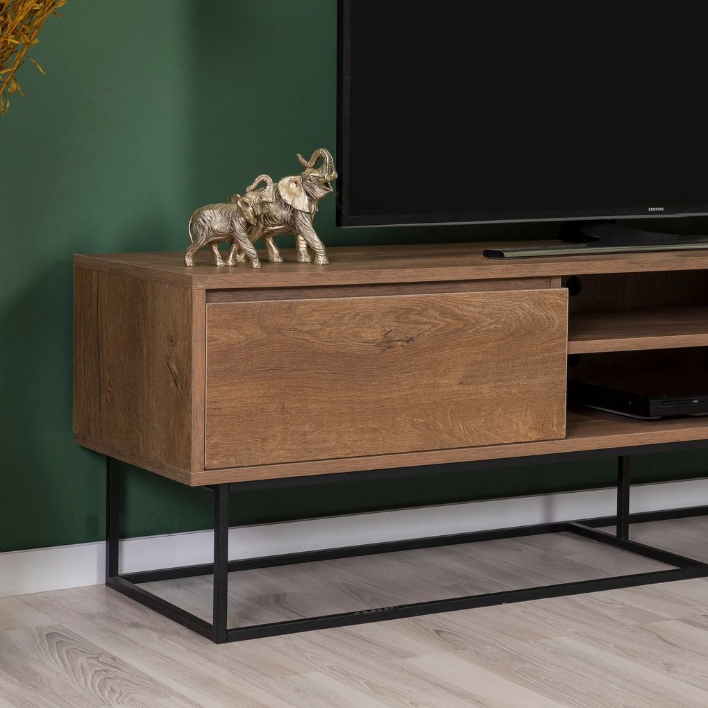Conjunto de Mobiliário de Sala de Estar Laxus – Nogueira/Preto – Unida